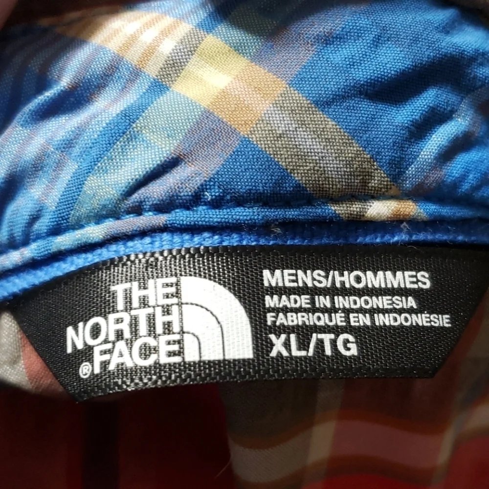 The north face red tan plaid short sleeve shirt